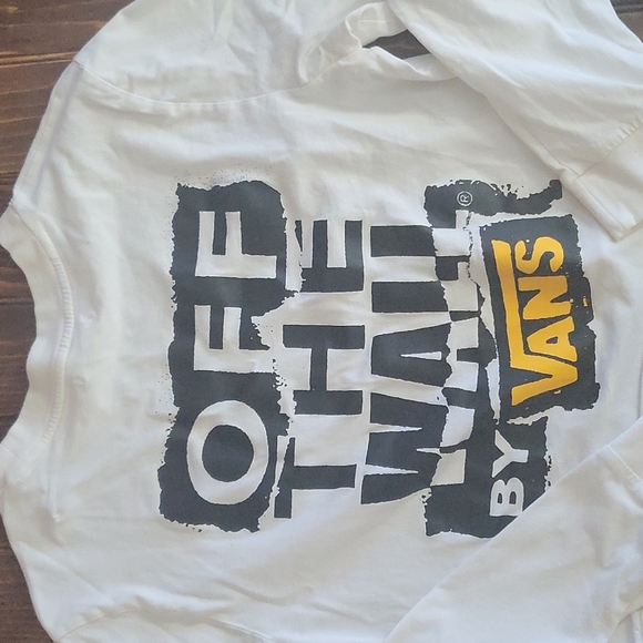 Vans Long Sleeved White Cropped Shirt Size M - Picture 3 of 3